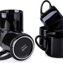 GBHOME 14 OZ Coffee Mugs Set of 6, Stackable Ceramic Mugs for Men, Women, Modern Coffee Cups for Latte,Tea, Cappuccino. Dishwasher & Microwave Safe, Black