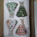 Brightown 4.3 Inch Mini Ceramic Christmas Tree Set - 4 Pack Tabletop Christmas Tree with Multicolored LED Lights, Battery Operated Small Lighted Tree for Home Office Table Holiday Decor, 4 Colors (Green + White + Pink + Light Green)