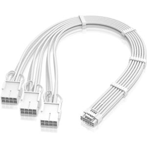 EZDIY-FAB GPU Power Sleeved Cable Extension, 16pin(12+4) 12VHPWR PCIe 5.0 Connector Male to 3X PCIE 8 PIN for RTX4070ti/ 4080/ 3090Ti, with Pre-Installed Cable Combs-16AWG/Pure White