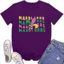 Rwabing Fat Tuesday Shirts for Women Carnival T-Shirt New Orleans Party Tee Tops Size S