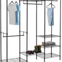 Amazon Basics Closet Organizer, Metal Rack with Shelves and Hanging Rod, 70" W x 18" D x 76" H, Black