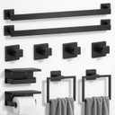 10-Piece Black Bathroom Hardware Set SUS304 Stainless Steel, 2×23.6" Towel Bars, 2 Towel Rings, 2 Toilet Paper Holders & 4 Towel Hooks Wall Mounted Bathroom Accessories Set