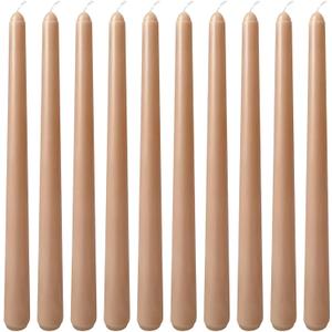 10 Inch Light-Mocha Taper Candles for Home Decoration, 10 Pack Unscented Candlesticks for Dinner Wedding Party, Smokeless and Dripless Candle Sticks