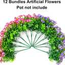 Ivydale Artificial Faux Pansies Plants Flowers for Outdoor Outside Fall Decor, 12 Bundles UV Resistant Look Real Fake Silk Colorful Mums for Home Planter Front Door Porch Patio Decoration (Purplepink)