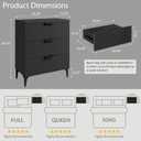 Wood Night Stand Fluted for Bedroom 3 Drawers End Tables Nightstand, Storage Modern Side Table Natural Black Bedside Table, 29.53 inches x 25.6 inches x 13.78 inches