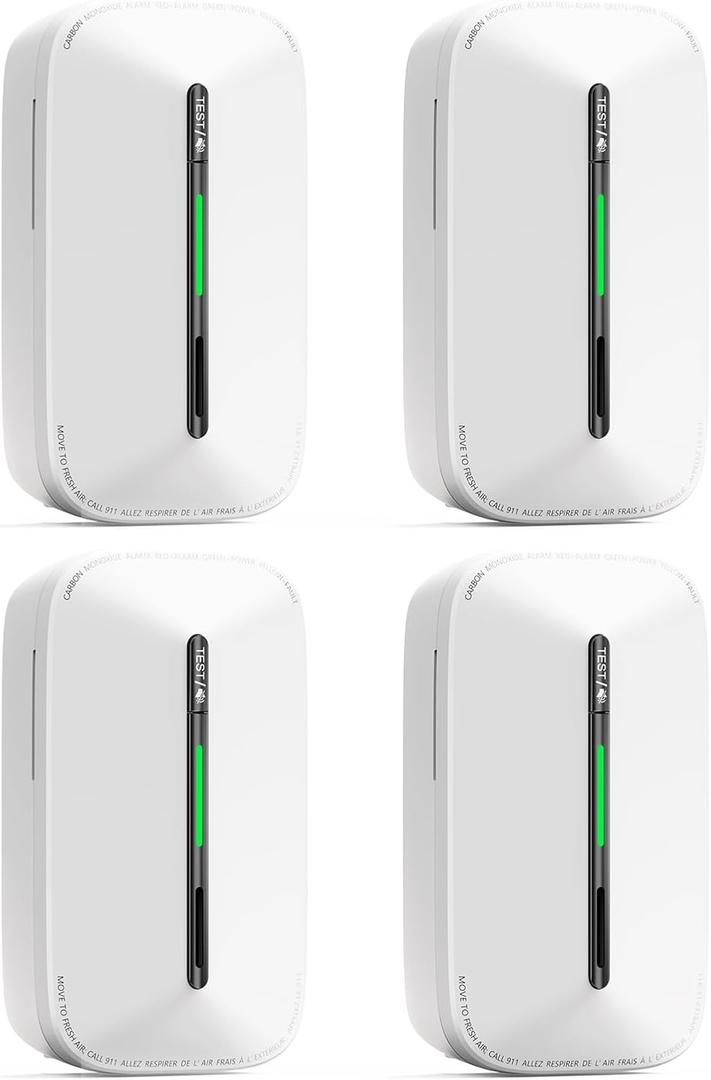 Jemay Plug in Carbon Monoxide Detector, Portable CO Detector with Battery Backup, 10-Year CO Alarm with Test Mode/Temporary Muting Facility, LCD Numerical Display, 4 Packs