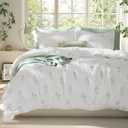 Bedsure Floral Quilt Queen Size - Luxurious Summer Bedding Set, Super Soft Bedspread Queen Size, Lightweight Comforter with 2 Pillow Shams, White, 90x96 Inch