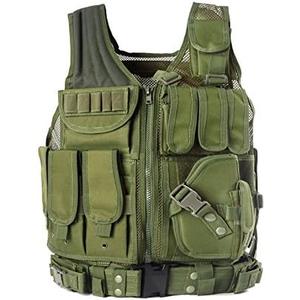 YAKEDA Tactical Outdoor CS Game Vest Adjustable Fit Adult (One Size, Green)
