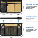 Wheelchair Bag, Walker Bag, Wheelchair Side Bag, Armrest Organizer Pouch with Cup Holder Attachment and Reflective Strip, Accessories for Most Wheelchairs, Walker, Rollators (Khaki)