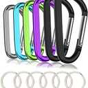 CampTek Carabiner Caribeaner Clip,3" Large Aluminum D Ring Shape Carabeaner with Keyring Keychain Hook