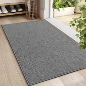 LEKEEPGO Door Mat 24"x36", Non Slip Door Mat Indoor Entrance, Rubber Backing Front Indoor Door mats Washable Absorbent Low-Profile Entryway Entry Resist Dirt Inside Door Mats, Light Grey