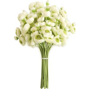 Floroom Ranunculus Artificial Flowers 18 Pcs Green Faux Silk Mini Ranunculus Bulk Fake Wedding Filler Flowers for DIY Bouquets, Centerpieces, Bridal Shower Decorations & Arrangements