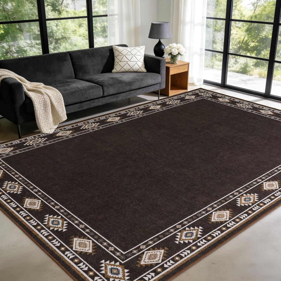 QDUIDU Large Geometric Area Rugs for Living Room Bedroom 4x6 Brown Rug