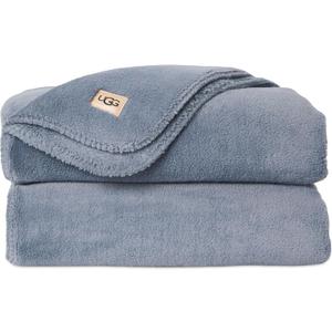 UGG Whitecap Plush Throw Blanket Fleece Lightweight Soft Cozy Throw for Couch or Bed Luxury Home Decor for Living Room Washable Hypoallergenic Blankets for Dorm Decor, 50-inch x 70-inch, Denim Blue
