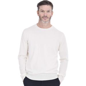Cashmeren Men's Basic Crewneck Sweater 100% Pure Cashmere Long Sleeve Round Neck Pullover (Medium, Ivory)