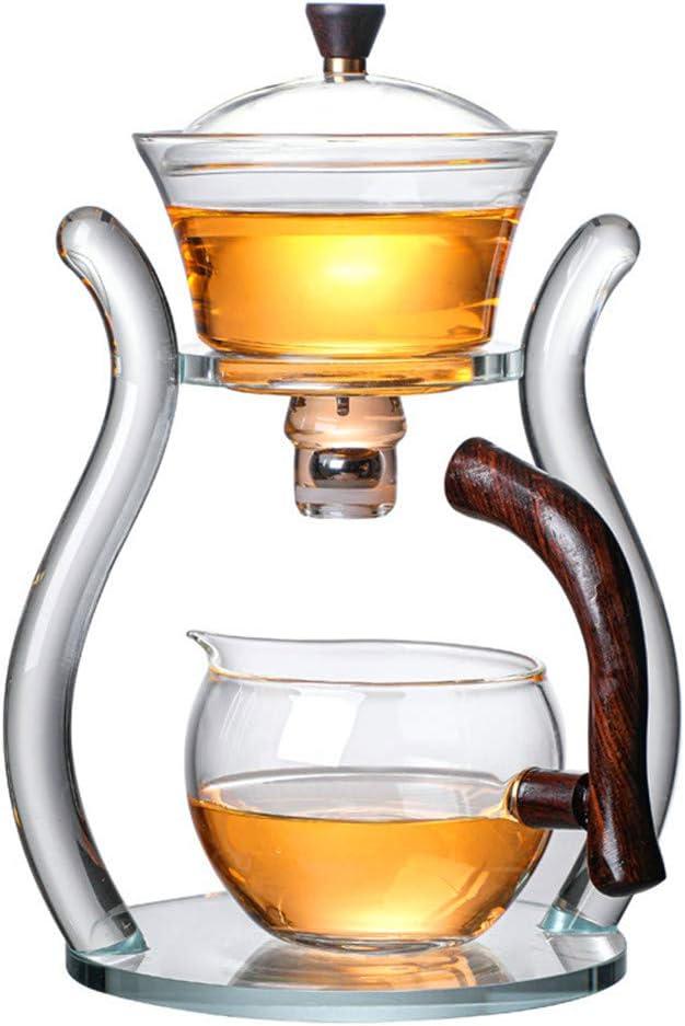 Aoheuo Glass Flower Teapot Clear Kettle Best Heat Resistant Tea Set For Office Home Table Decor (Tea-Glass crystal)