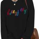 ASTANFY Jolly Sweatshirt Christmas Sequins Sweatshirts Women Glitter Patch Crewneck Sweater Xmas Long Sleeve Pullover (S)