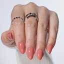 2 x Peachy Pink Press On Nails, Short Almond Reusable Nails with Glossy Finish | Includes 32 nails, glue, and 16 sizes for an easy fit and a glossy coral-nude finish for a natural salon-style look at home