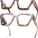 livho Oversized Eyewear Frame for Woman and Men - Rectangle Fashion Glasses for Computer, Chic Preppy Frame