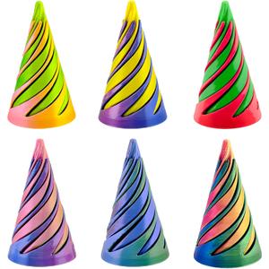 6Pcs Spiral Cone Fidget Toy,Impossible Cone Impossible Pyramid Passthrough Toy,3D Printed Spiral Cone Fidget Toy,Mini Vortex Thread Illusion Desktop Deco Souvenir Gift for Anxiety Relaxing