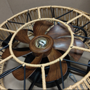 LEDIARY 20in Boho Ceiling Fans With Lights And Remote, Rattan Caged Ceiling Fan, Farmhouse Bamboo Flush Mount Ceiling Fan For Bedroom, Living Room, Kitchen(6 Speed, Timing, No Beep)