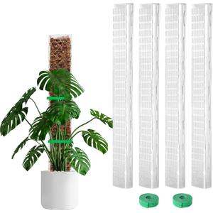 24 Inch 4 Pcs Plastic Moss Pole for Plants Monstera, 424'' Plant Poles for Climbing Plants, Plant Support for Indoor Plants Work with Sphagnum Moss