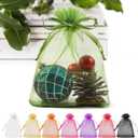ANZNKU 50 Pack Organza Bags 4 x 6 inch Premium Sheer Drawstring for Jewelry Easter Candy Soap Party Favor, Small Mesh Bag for Birthday Christmas Candy Jewelry Party Wedding Favor Gift Bag (Green)