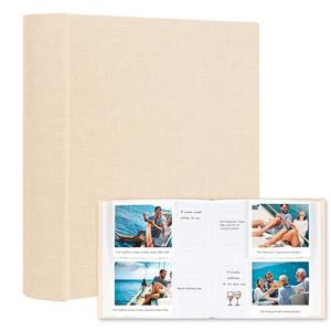 120 Pockets Linen Cover Photo Album for Fujifilm Instax Wide 300/400, with Writing Space - Fits 86x108mm Instant Film, Ideal for Family, Wedding, Baby & Vacation Memories(Beige)