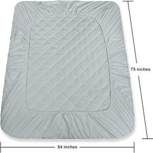Utopia Bedding Quilted Fitted Mattress Pad, Full Size, Elastic Fitted Mattress Topper Protector and Cover Stretches up to 16 Inches Deep, Machine Washable Color: Light Grey