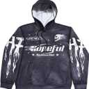 SOLY HUX Hoodies for Men Letter Graphic Sweatshirt Drawstring Long Sleeve Vintage Pullover Tops with Pocket (XL)