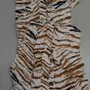 BROVAVE Women's 2025 Summer Short Sleeve Work Dresses Tie Waist Button Down Animals Print Midi A-Line Shirt Dress (Medium, White)