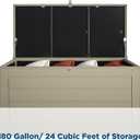Cosco Outdoor Living 180 Gallon Patio Storage Box, Extra Large, Lockable Lid, Weather-Resistant, Tan/Brown