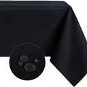 Rectangle Tablecloth Water and Stain Resistant Washable Table Cloth Selected Wrinkle Free Polyester Table Cover for Dining, Parties, Camping (60 x 84 Inch, Black)