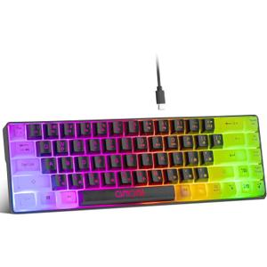 CHONCHOW Mini RGB 60% Gaming Keyboard, 68 Keys Small Compact USB Wired Rainbow Light Up Backlit Gaming Keyboard for Xbox PS4 PS5 PC Laptop GamerBlack-White (Black-White)