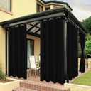 BONZER Outdoor Curtains for Patio Water Resistant Heavy Privacy Light Filtering Grommet Outside Curtains for Porch, Pergola, Gazebo, 1 Panel, 54W x 84L inch, Black