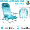 #WEJOY Beach Chair for Adults, Reclining Adjustable Position, Lay Flat Lightweight Folding Portable Aluminum Chair with Backpack Straps,Padded headrest, Heavy Duty 400 lbs Lawn Chair for Beach, Sand