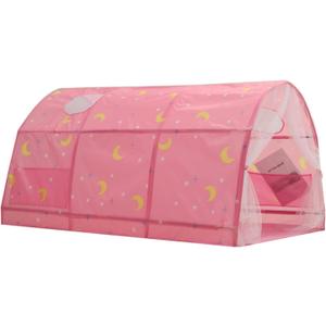 Kids Tent, Boys Girls Play Tents Bed Tents, Portable Baby Toddlers Sleeping Tent with Double Net Curtain for Bedroom Decor Indoor Games (Pink)