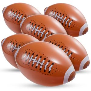 Inflatable Football Beach Balls (6 Pack) - 16-Inch Durable Beach Balls for Kids, Summer Pool Toys, Football Party Favors, Sports Theme Decorations, Giveaways