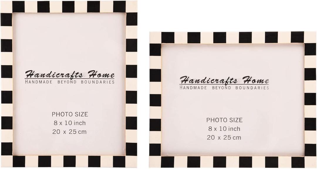 2 x Handicrafts Home 8x10 Picture Frames Pack of 2Manhattan Collection Resin Inlay Photo Frame, Decorative Frames for Wall & Desk, Boho Chic & Vintage Inspired Home Decor, Unique Handmade Photo Display