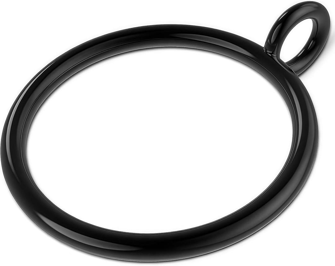 50 PCS Curtain Rings with Eyelets - Black Metal Drapery Rings for Pinch Pleat Curtains, 2.0" Inner Diameter Fits 1.5" Rod, Heavy Duty Curtain Hanging Clips