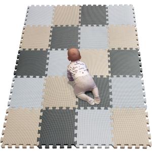 YIMINYUER 20 Tiles (30cm30cm1cm Each Tile) Baby Soft Puzzle Play Mats, Kids Thick EVA Foam Floor, Toddlers & Children's Soft Interlocking Mat R01R10R12G301020 (142114CM, White Beige Gray)
