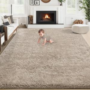 8x10 Area Rugs for Living Room: Fluffy Shag Soft Washable Rug Large Fuzzy Plush Indoor Carpet for Bedroom Nursery Playroom Kids Girls Boys Room (Camel, 8'x10')