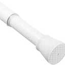 White Tension Curtain Rod for Windows 30 to 64 Inches, Adjustable Expandable Pressure Spring Curtain Rod No Drilling Required, 7/8 Inch Diameter Tension Rod for Bedroom, Doorway, Closet Door