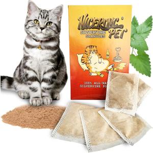 10 Pack Silvervine Powder Packets for Cat Toys,Organic Gall Fruit Powder(Matatabi),Refillable Catnip Toys Biodegradable, Non-GMO, Chemical-Free Refill Packs for Cats