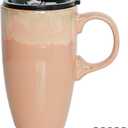 Bosmarlin Ceramic Travel Coffee Mug with Handle and Lid, 18 oz, Portable Coffee Cup for Car Cup Holder, Microwave and Dishwasher Safe, Reactive Glaze (Light Orange)