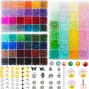 REVKI 72 Colors 6mm Glass Beads for Jewelry Making, 3000PCS+ Round Crystal Glass Beads Bracelet Making Kit with Accessories, Bead Starter Kit Crafts Gifts Set Suitable for Teen Adults
