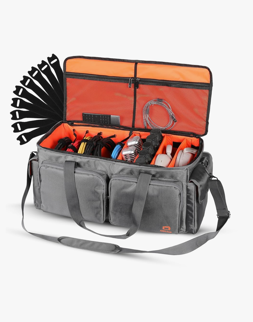 Heavy Duty - DJ Cable Bag Organizer with Detachable Dividers – Travel Gig Bag – Case for Equipment - Music Equipment & Accessories - Heavy Duty Exterior & Padded Nylon Interior
