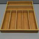 Bellsal Natural Utensil Organizer 12.5 Inch Silverware Organizer for Drawer Utensil Holder Cutlery Organizer Kitchen Drawer Organizer 7 Compartment Small Narrow Bamboo