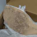 Coutgo Womens Pearl Kitten Heels Sandals Square Open Toe Dress Sandals Ankle Strap Satin Wedding Party Summer Sandals (9.5, White)