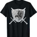 Knight Armor with Lions on The Breastplate Medieval Knight T-Shirt Small, Black 